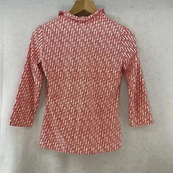 J McLaughlin Women’s Durham Ruffle Red Geometric Catalina‎ Cloth Top Size Small - Picture 2 of 5